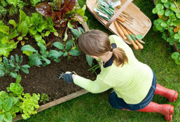 Niña plantando plantas